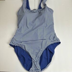 Tommy Bahama Reversible Swimsuit Women's size 22W lace back blue stripe NEW